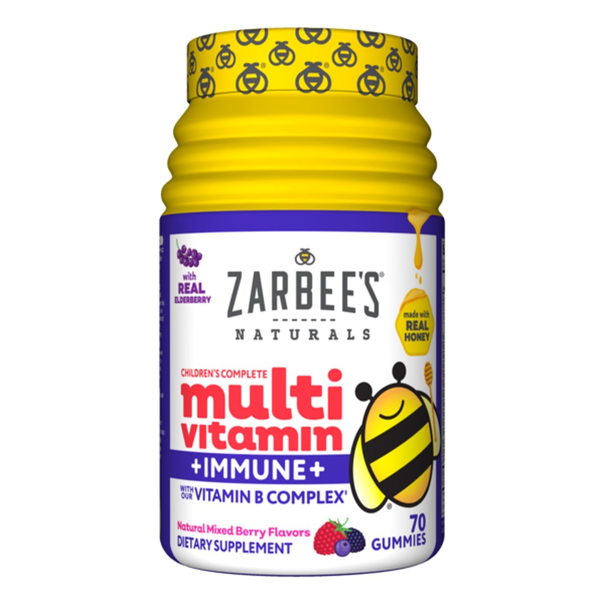 slide 1 of 1, Zarbee's Naturals Children's Complete Multivitamin + Immune Gummies, Mixed Berry, 70 ct