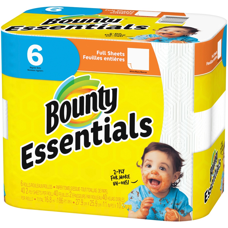 slide 3 of 3, Bounty Essentials 6 Regular Roll Whi, 6 ct