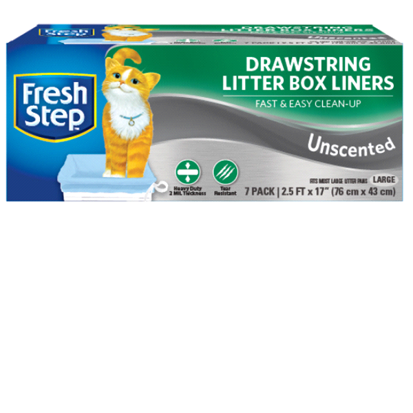 slide 1 of 1, Fresh Step Drawstring Unscented Litter Box Liner, Large, 7 ct