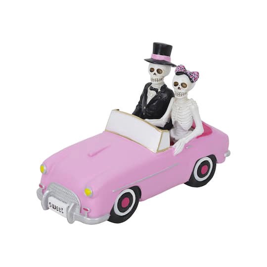 slide 1 of 2, 10.25" Skeleton Couple In Car Tabletop Decor By Ashland, 10.25 in x 4.5 in x 7 in