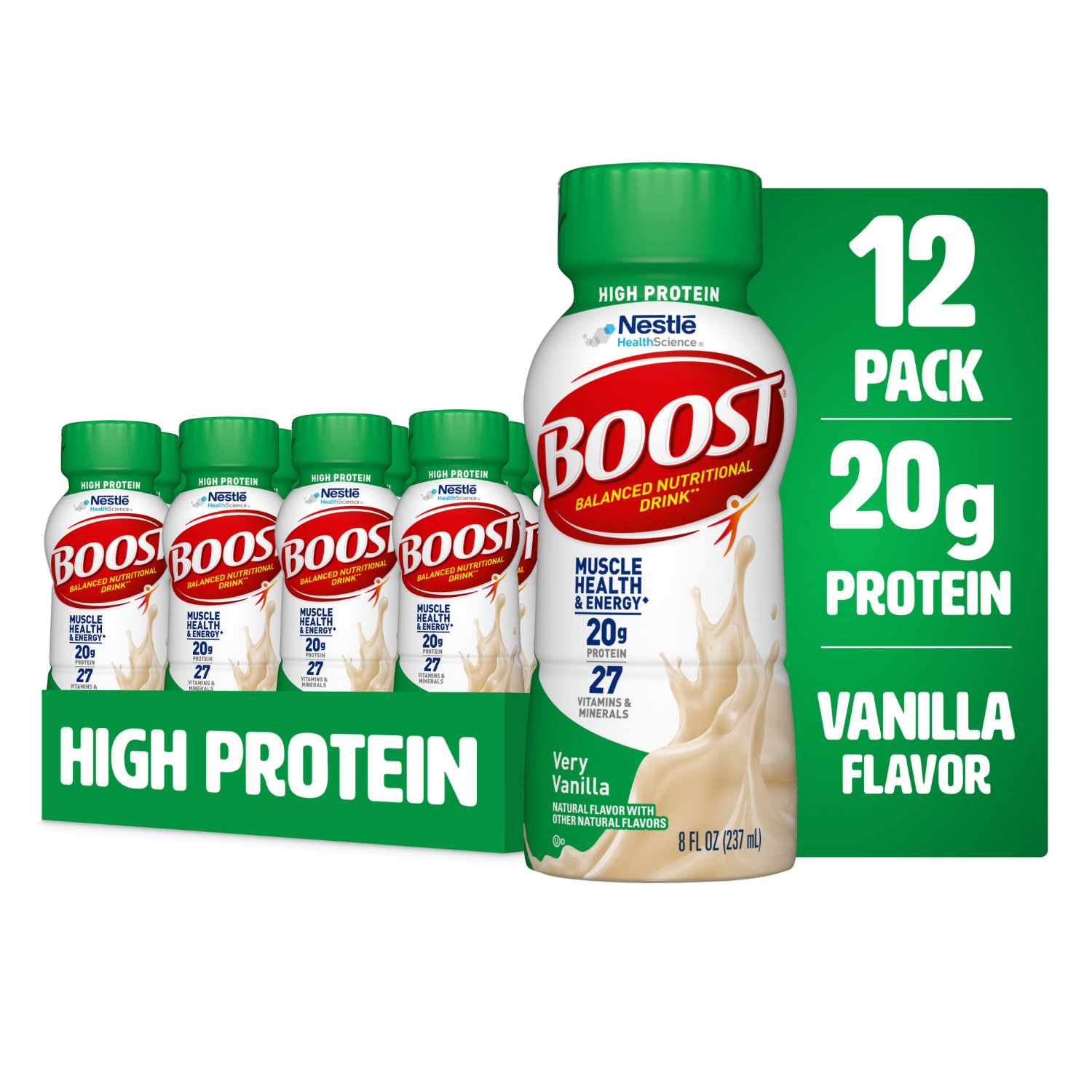 slide 1 of 7, Boost High Protein Balanced Very Vanilla Balanced Nutritional Drink 12 - 8 fl oz Bottles, 12 ct