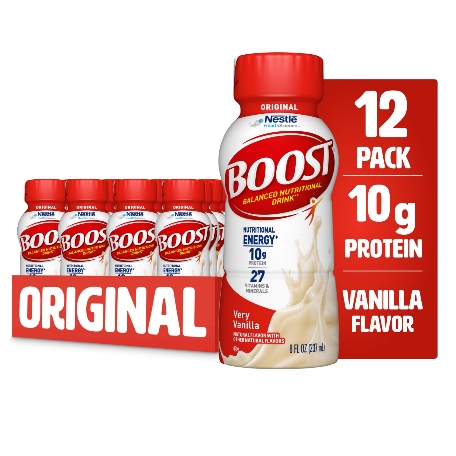 slide 1 of 8, Boost Original Very Vanilla Balanced Nutritional Drink 12 - 8 fl oz Bottles, 12 ct
