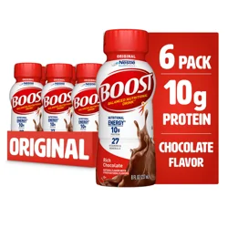 Boost Original Rich Chocolate Balanced Nutritional Drink 6 - 8 fl oz Bottles