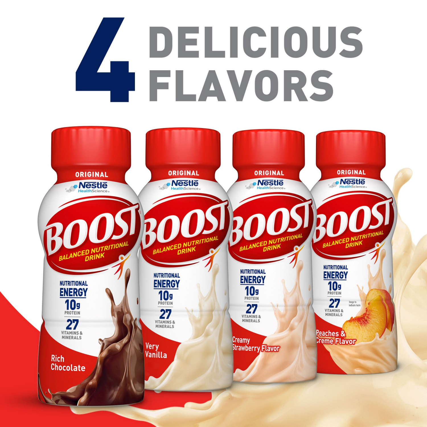 slide 3 of 8, Boost Original Very Vanilla Balanced Nutritional Drink 24 - 8 fl oz Bottles, 24 ct