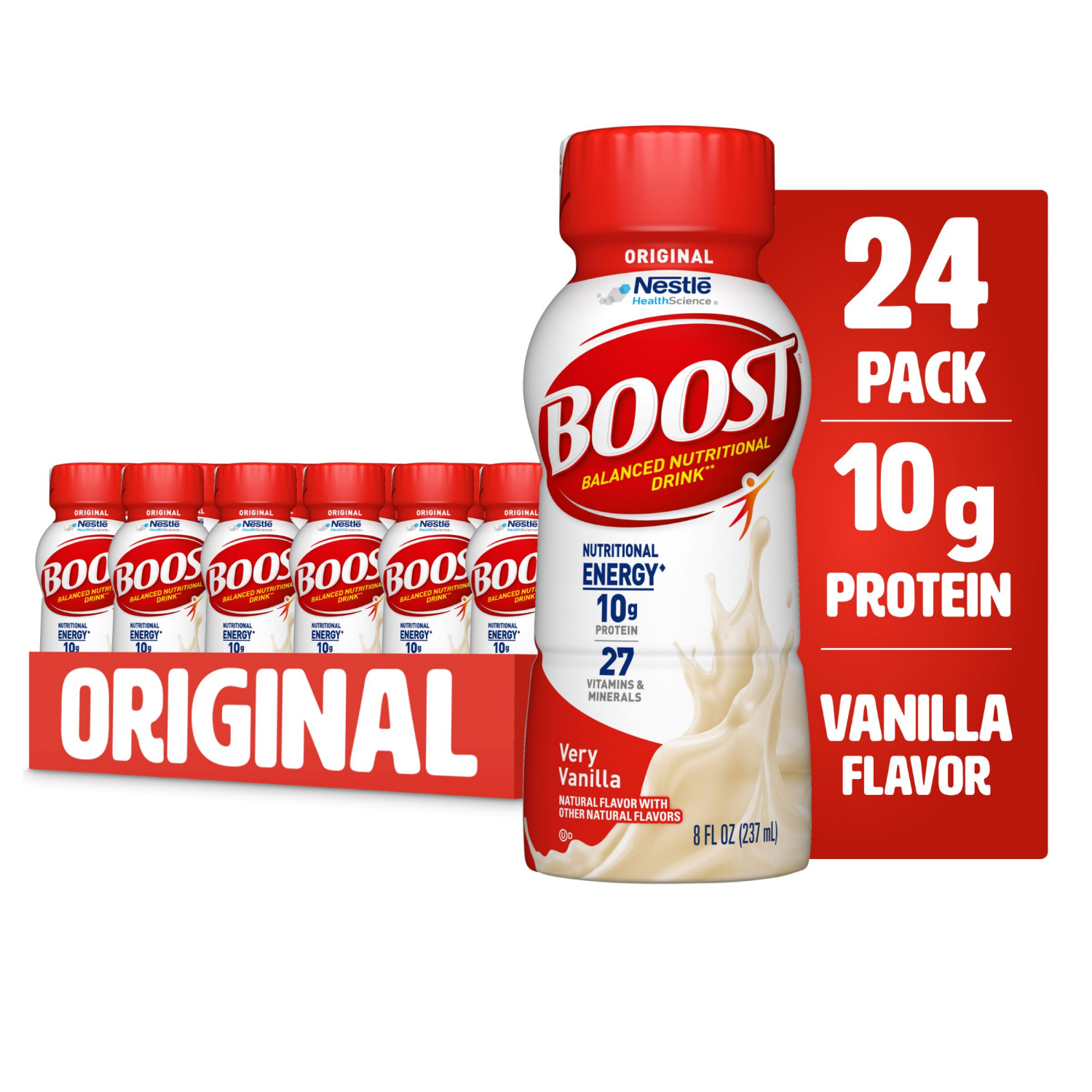 slide 1 of 8, Boost Original Very Vanilla Balanced Nutritional Drink 24 - 8 fl oz Bottles, 24 ct