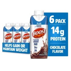 Boost Plus Nutritional Drink Protein Shakes, Rich Chocolate, 8 fl oz, 6 Pack
