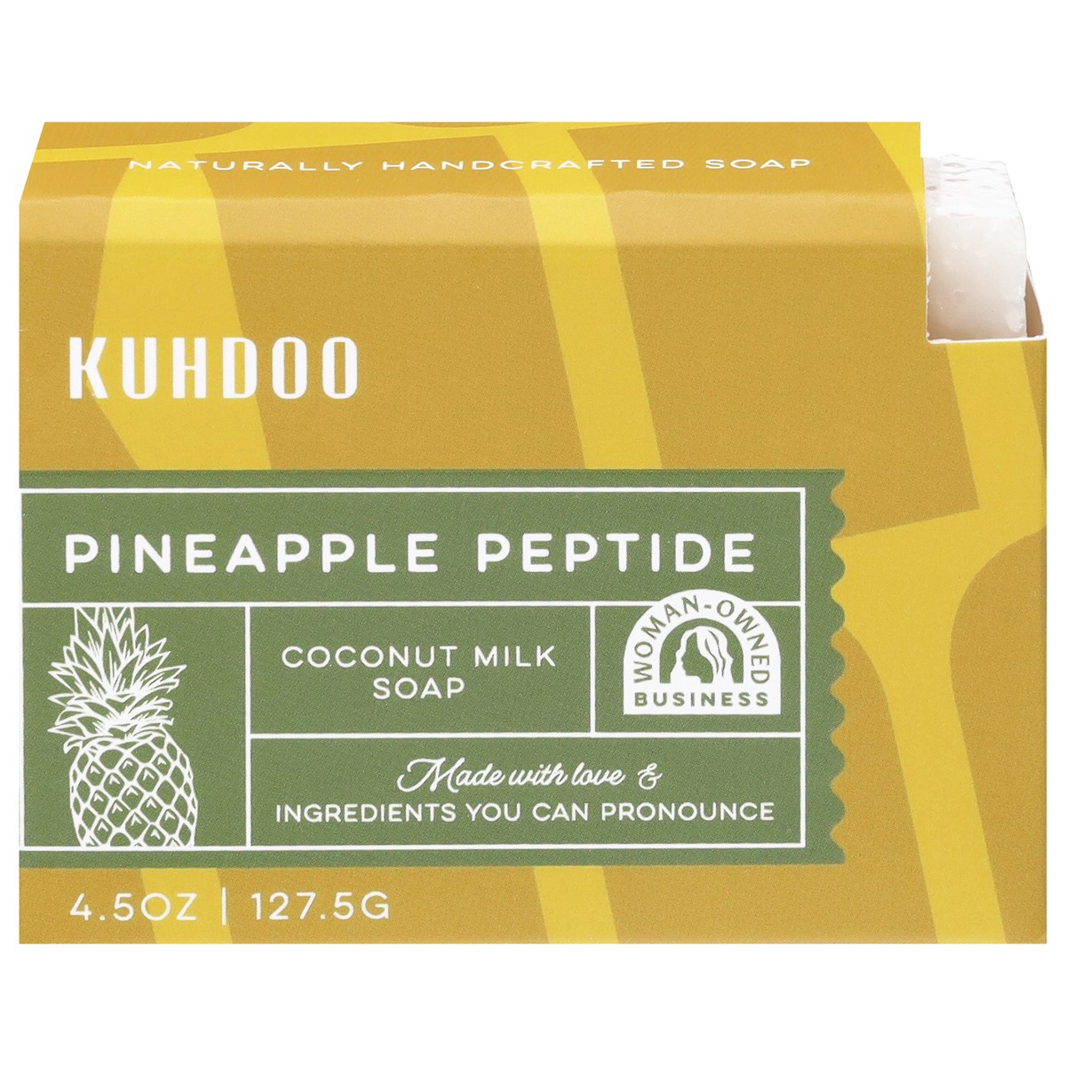 slide 4 of 4, Kuhdoo Coconut Milk Pineapple Peptide Soap 4.5 oz, 4.5 oz
