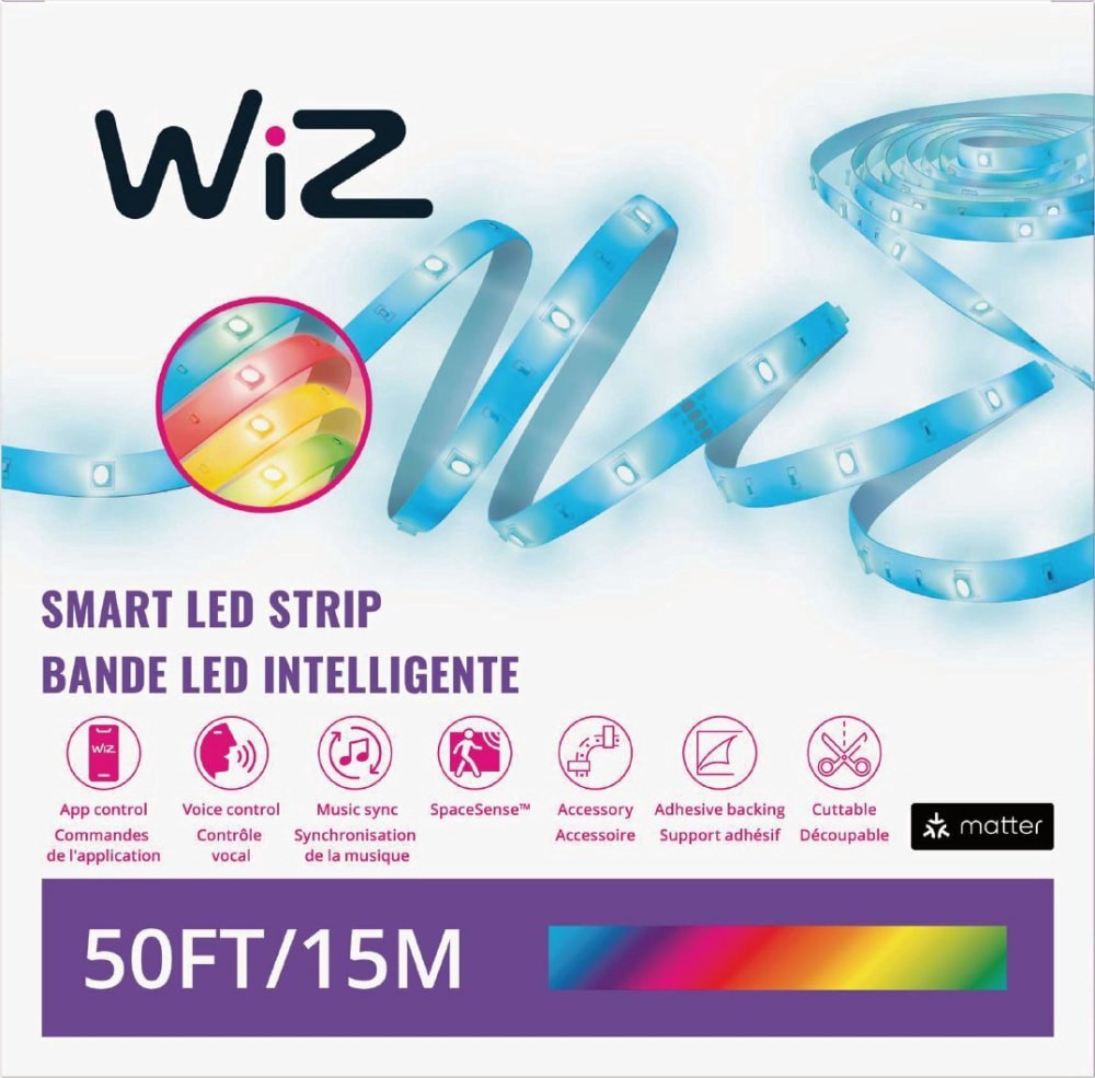 slide 5 of 5, WiZ RGB LED Strip 50ft Type-A, 50 ft