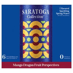Saratoga Sparkling Water Mango Dragon Fruit - 6 x 12 oz Aluminum Cans
