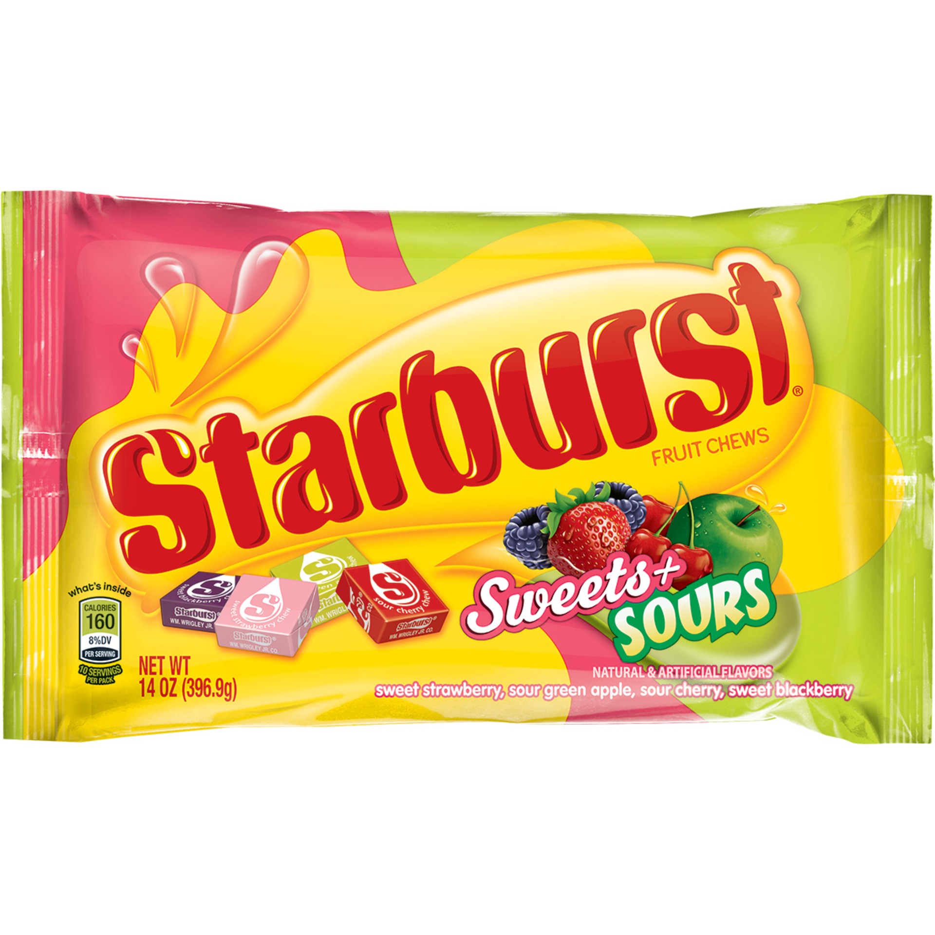 slide 1 of 5, Starburst Sweets and Sours Fruit Chews Candy Bag, 14 ounce, 14 oz