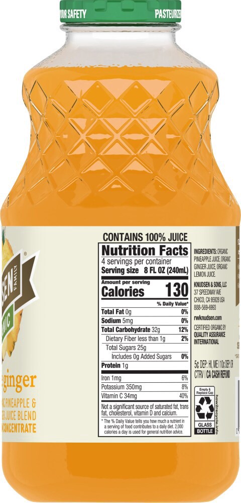 slide 4 of 4, R.W. Knudsen Family Organic Pineapple Ginger Juice, 32 fl oz