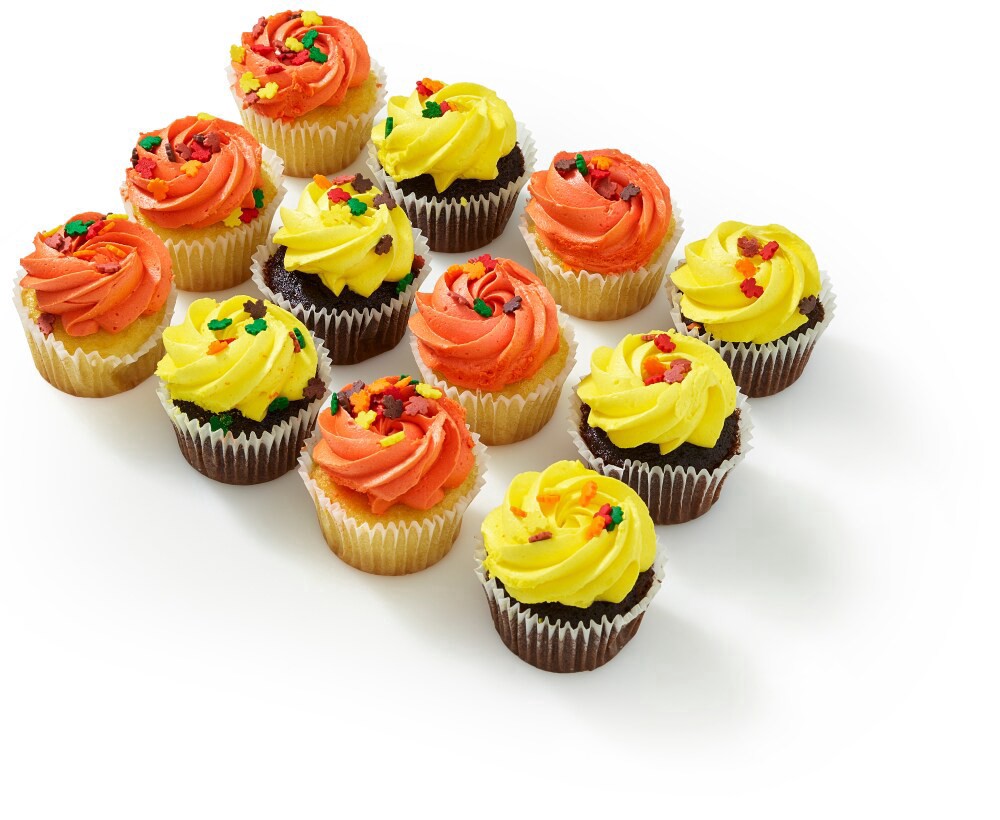 slide 2 of 3, Bakery Fresh Chocolate & White Cupcakes With Buttercreme Icing Mini, 12 ct