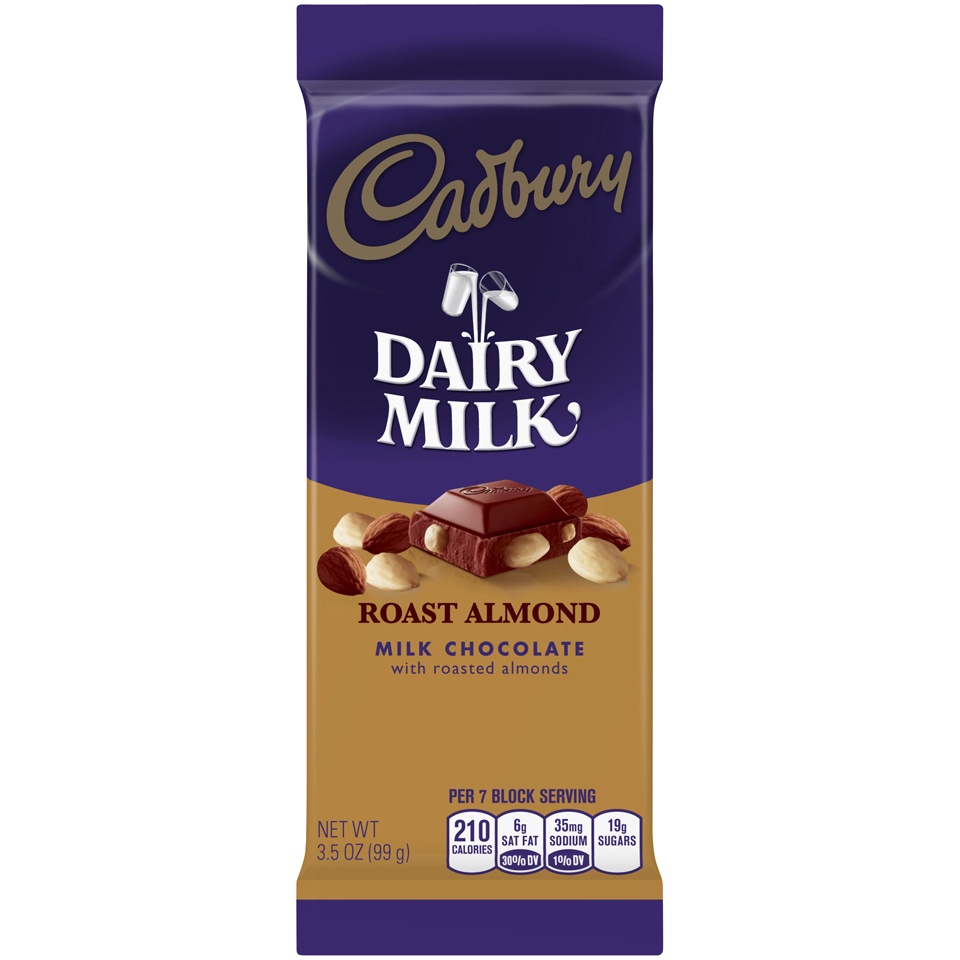 slide 1 of 2, Cadbury Dairy Milk Roast Almond Milk Chocolate Bar, 3.5 oz