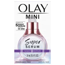 Olay Super Serum Night Repair, Fragrance-Free Trial Size - Niacinamide, Peptide, Salicylic & Lactic Acid, Glycerin - 5-in-1 Skin Care Benefits - Hydrating, Reduces Dark Spots, Anti-Aging, 0.4 Oz