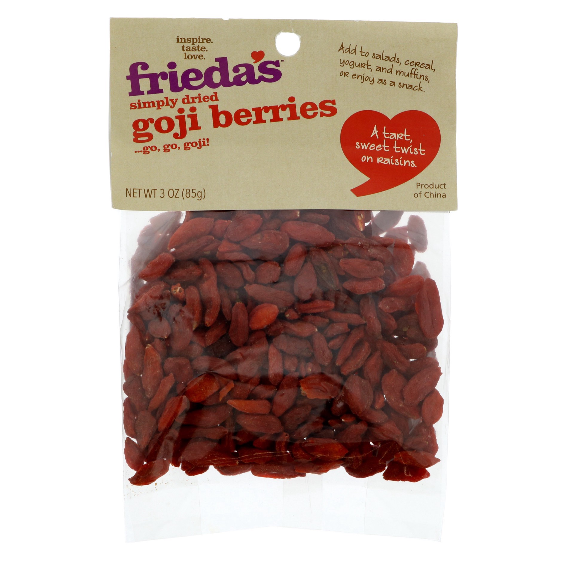 slide 1 of 1, Frieda's Dried Goji Berries, 3 oz