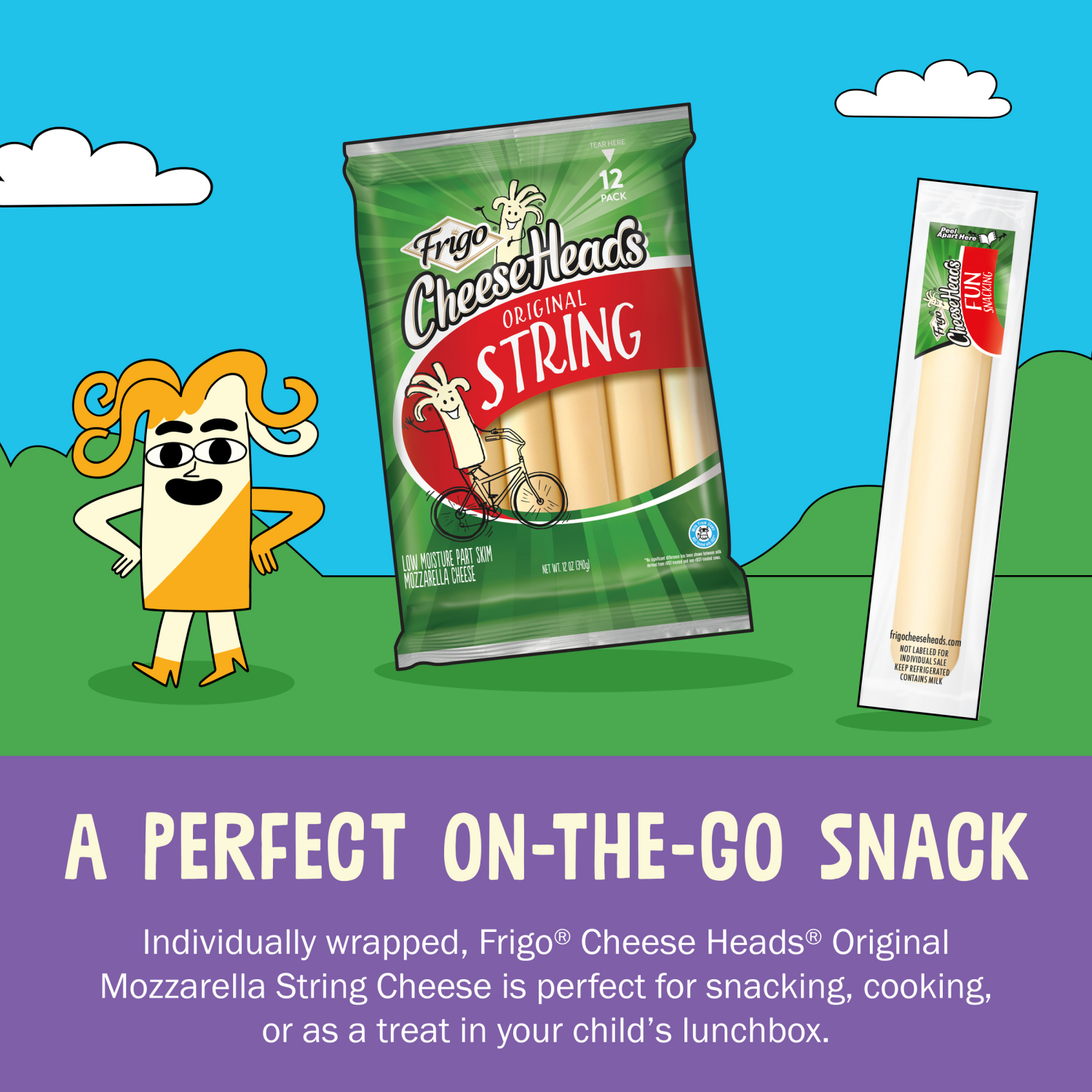 slide 3 of 4, Frigo Cheese Heads Original Mozzarella String Cheese Snacks, 12 oz, 12 Count, 12 ct