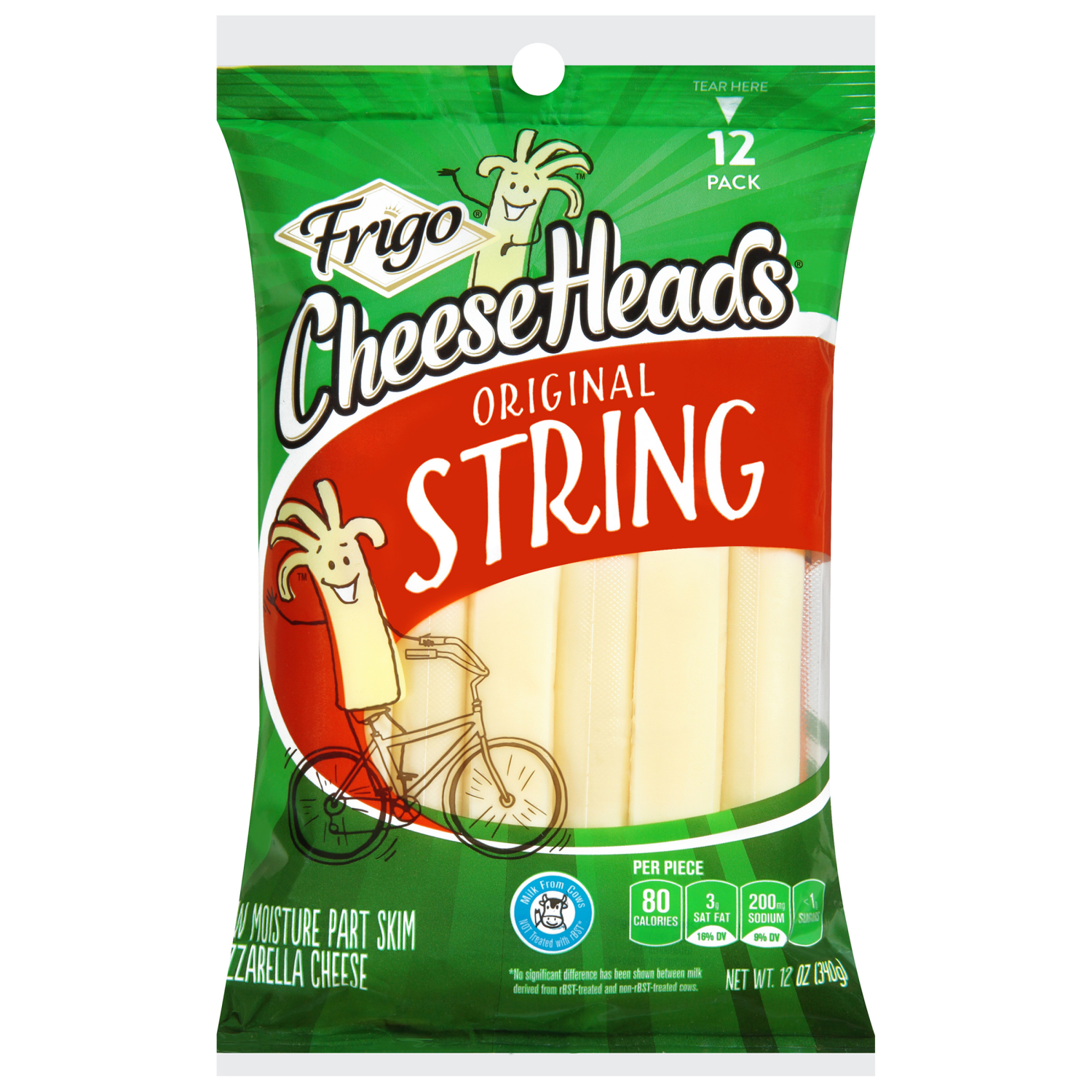 slide 1 of 4, Frigo Cheese Heads Original Mozzarella String Cheese Snacks, 12 oz, 12 Count, 12 ct