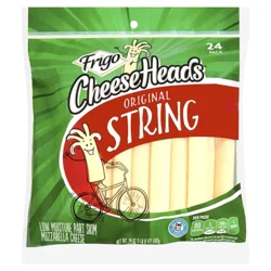 Frigo Cheese Heads Original Mozzarella String Cheese Snacks, 24 oz, 24 Count