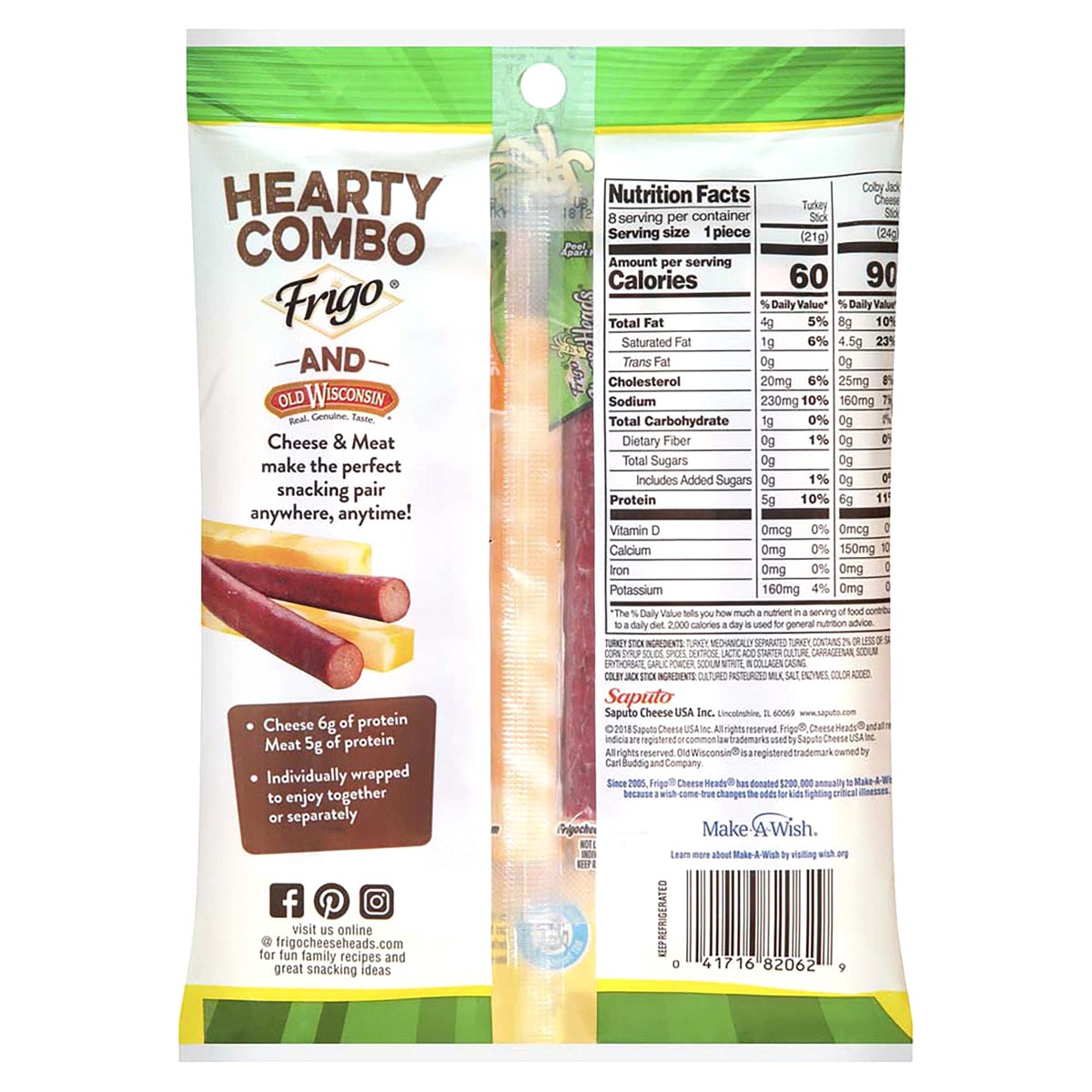 slide 2 of 2, Frigo CheeseHeads Colby Jack & Turkey Sticks Combo Pack 8 ea, 8 ct