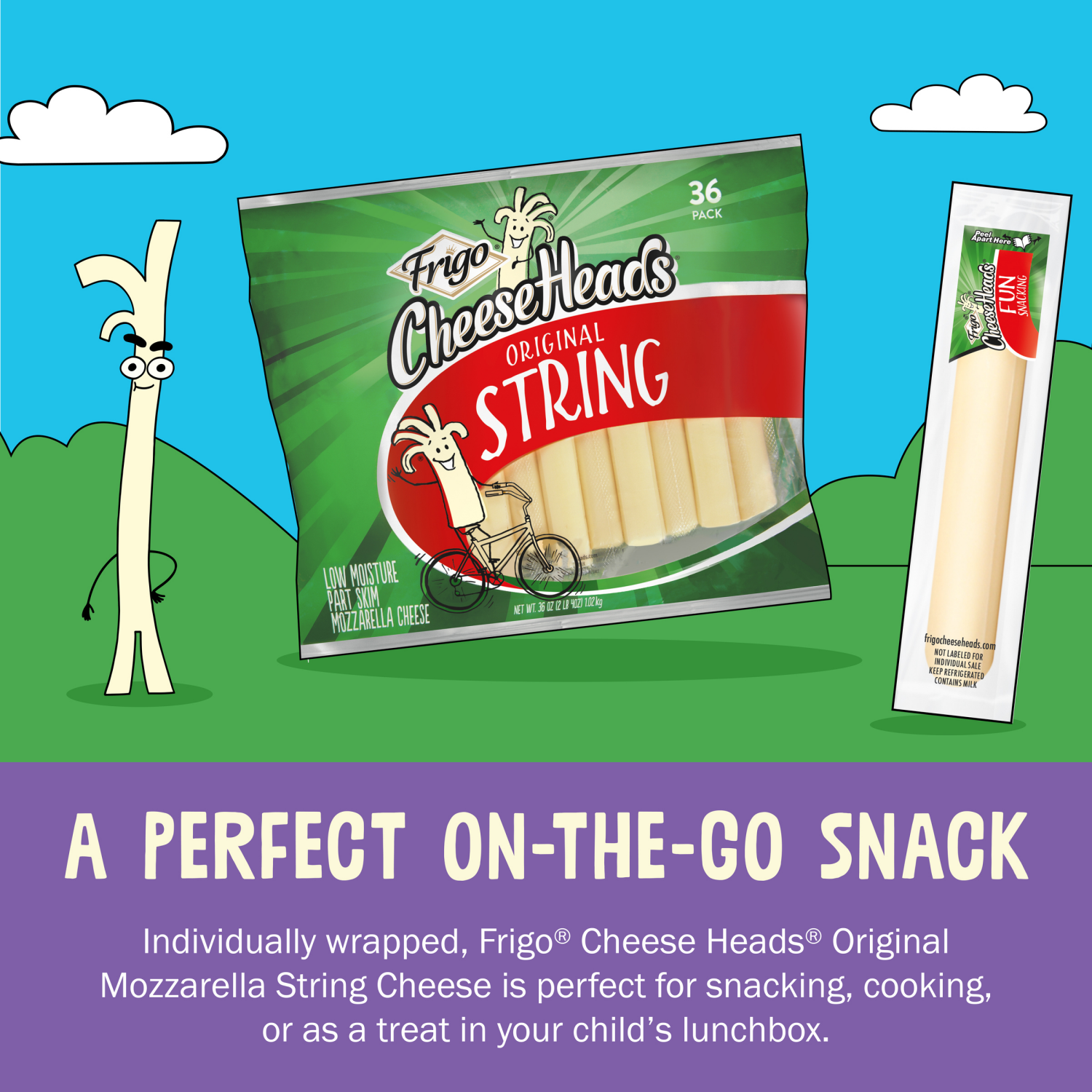 slide 4 of 6, Frigo Cheese Heads Original String Cheese 36 oz, 36 Count Bag, 36 ct