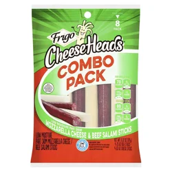 Frigo Cheese Heads Low Moisture Part Skim Mozzarella Cheese & Beef Salami Sticks Combo Pack, 6.32 oz, 8 count