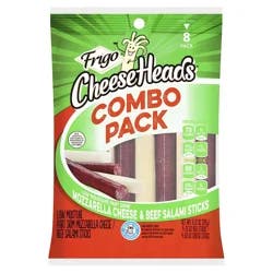 Frigo Cheese Heads Low Moisture Part Skim Mozzarella Cheese & Beef Salami Sticks Combo Pack, 6.32 oz, 8 count