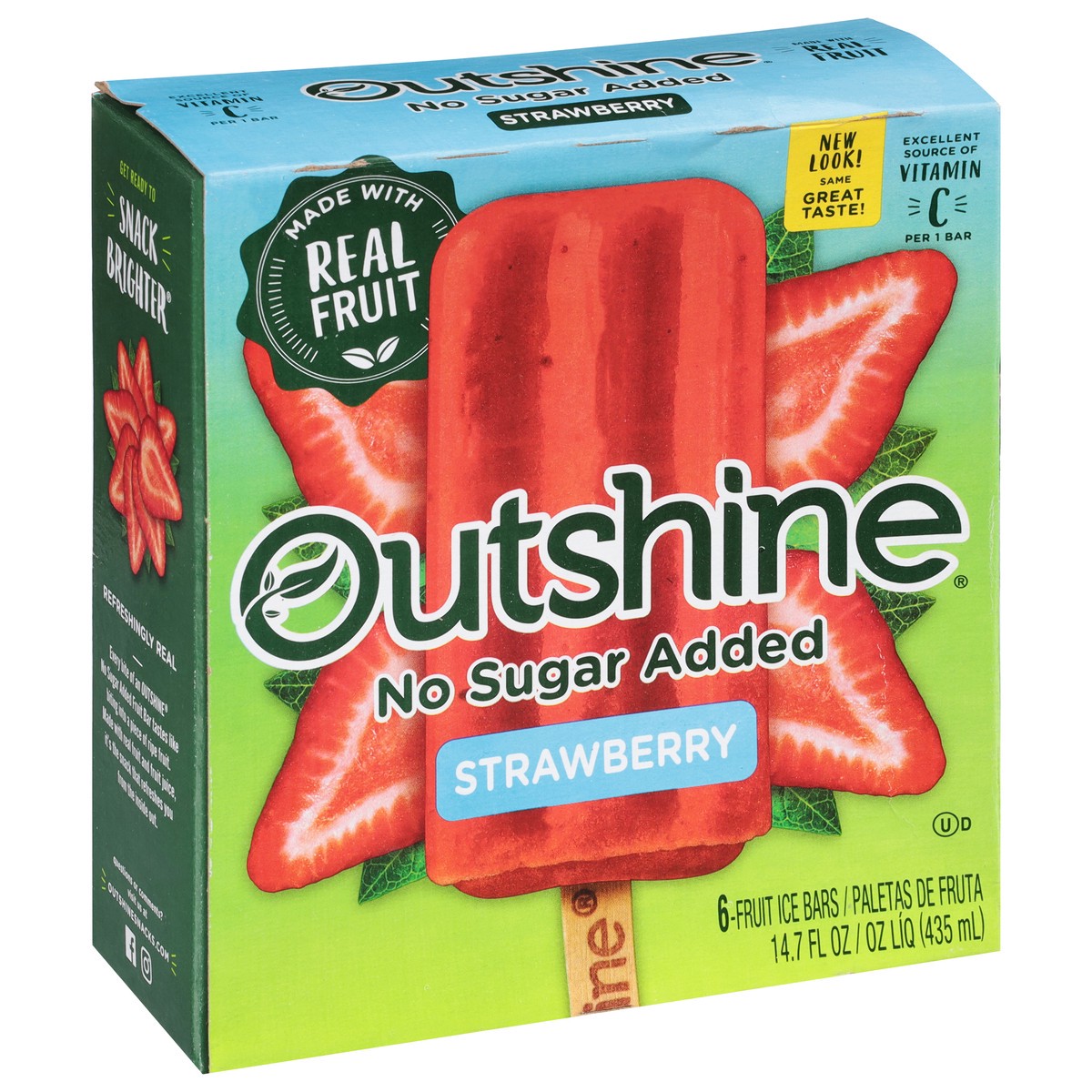 slide 6 of 9, Outshine No Sugar Added Strawberry Fruit Ice Bars 6 ea, 6 ct