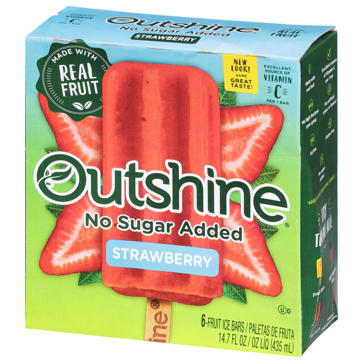 slide 5 of 9, Outshine No Sugar Added Strawberry Fruit Ice Bars 6 ea, 6 ct