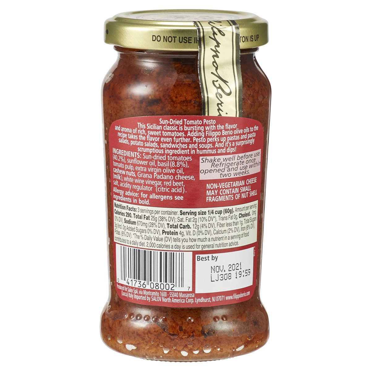 slide 2 of 2, Filippo Berio® pesto, sun dried tomato, 6.7 oz