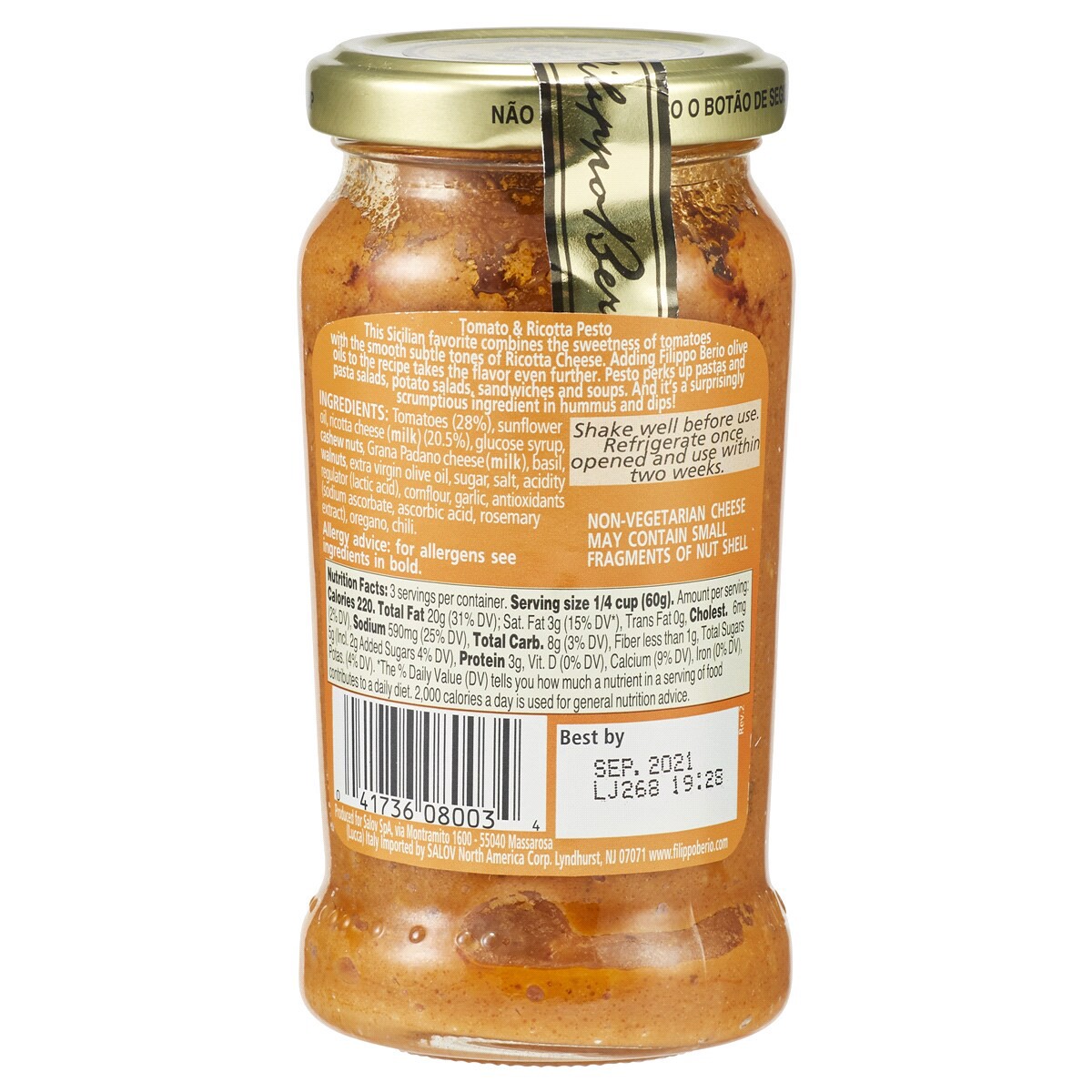 slide 2 of 2, Filippo Berio Italian Recipe Tomato & Ricotta Pesto 6.7 oz, 6.7 oz