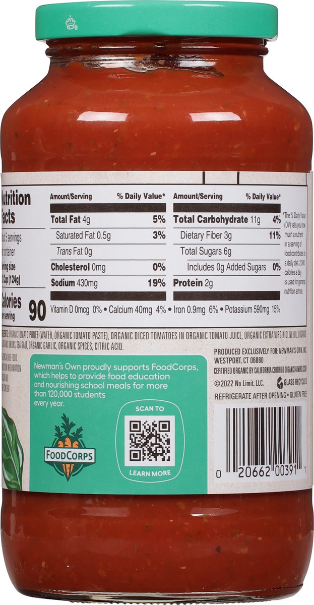 slide 5 of 9, Newman's Own Organic Tomato & Basil Pasta Sauce 23.5 oz, 23.5 oz