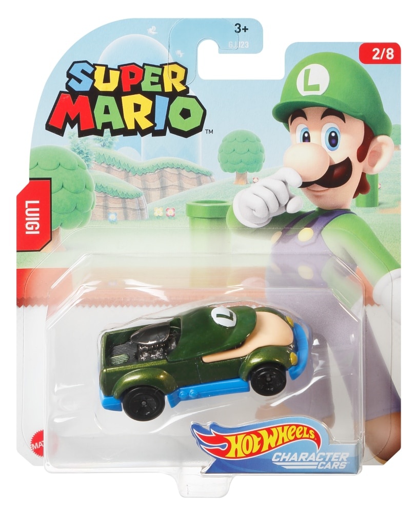 slide 1 of 1, Mattel Hot Wheels Super Mario Luigi Character Car, 1 ct