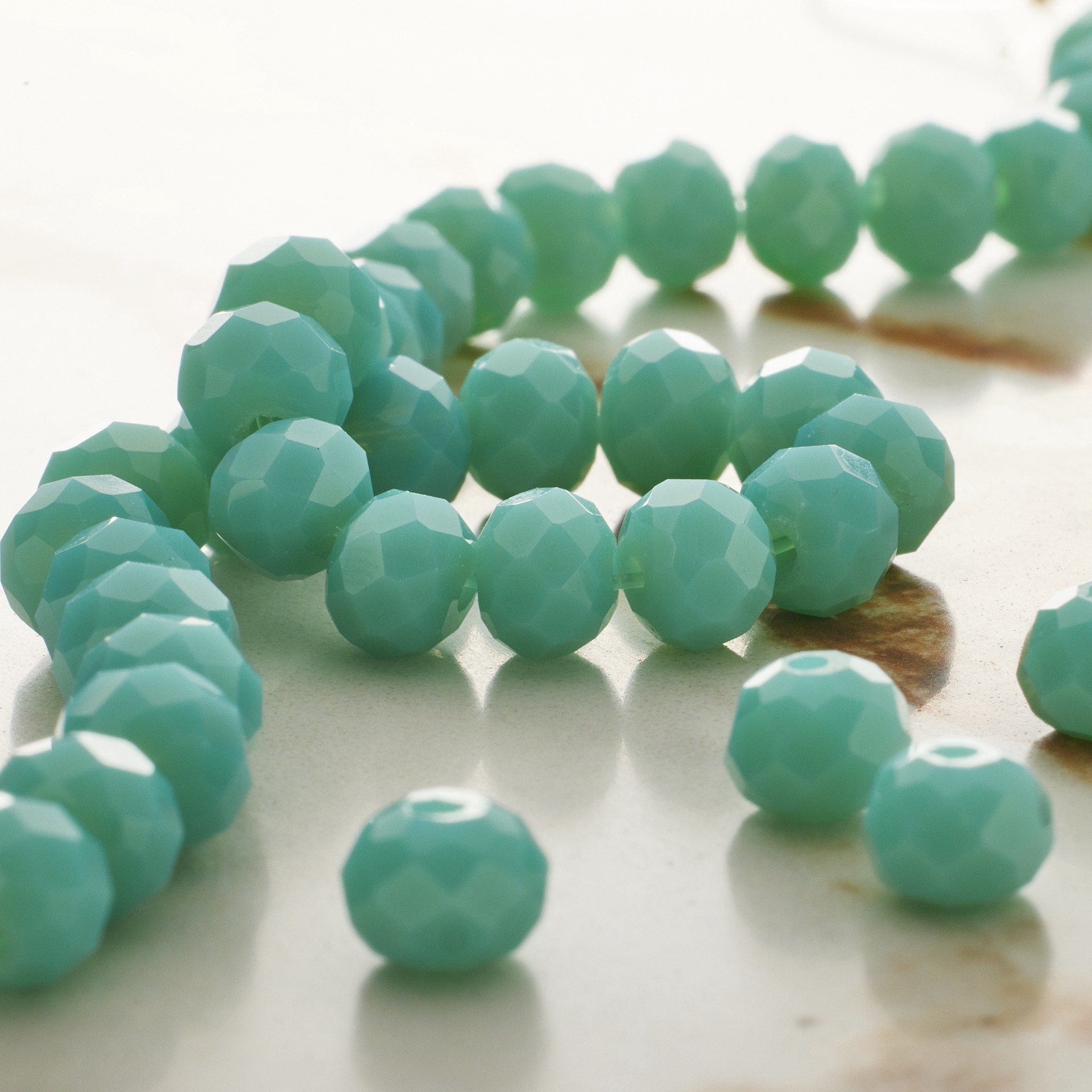 slide 2 of 3, Turquoise Faceted Glass Beads, 6mm By Bead Landing, 6 mm