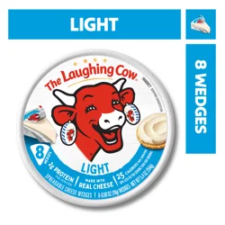 The Laughing Cow Creamy Light Spreadable Cheese Wedges, 8 Pack, 5.4 Oz
