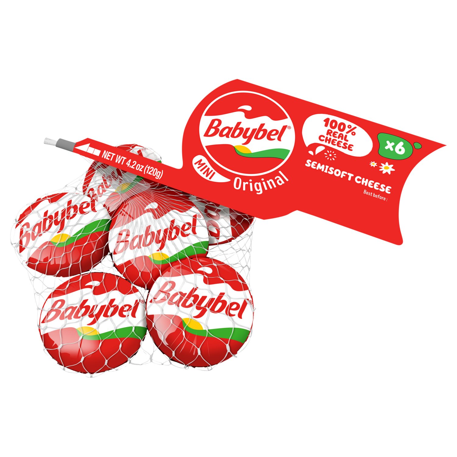 slide 1 of 5, Mini Babybel® Original Snack Cheese, 6 Pack (4.2 Oz), 6 ct; 4.2 oz