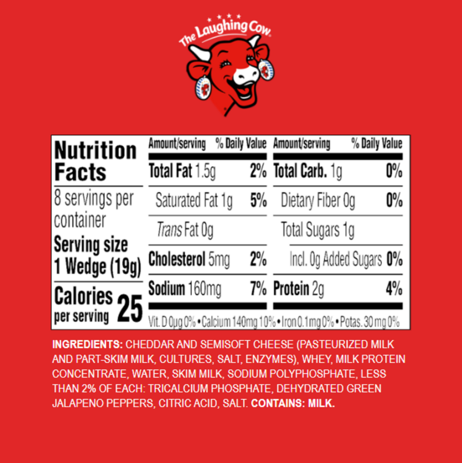 slide 4 of 7, The Laughing Cow Creamy Jalapeño Spreadable Cheese Wedges, 5.4 oz, 8 ct