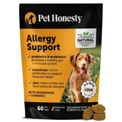 Pet Honesty Allergy Support Peanut Butter Flavor Supplement for Dog - 60 ct