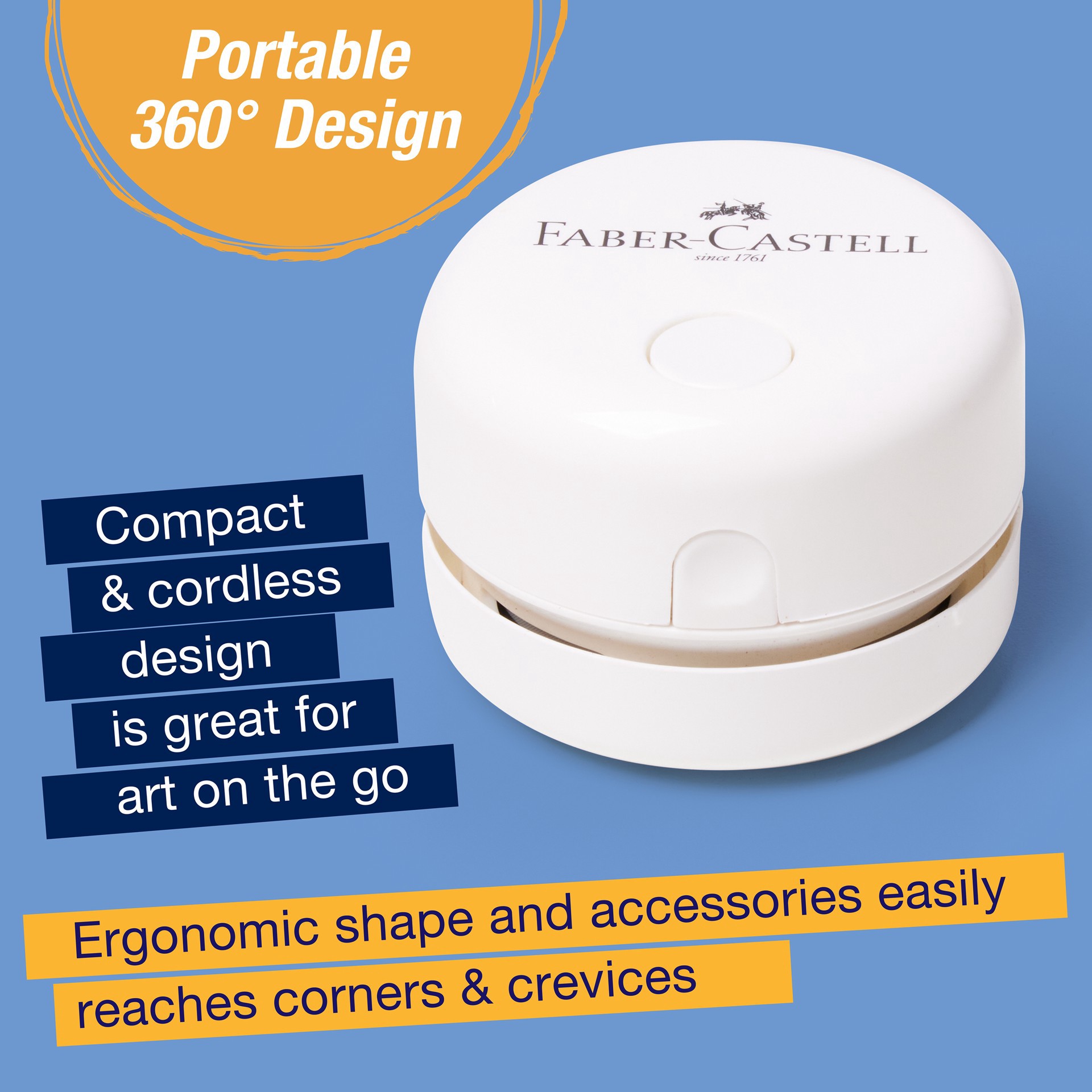 slide 8 of 10, Faber-Castell Artist Desktop Vacuum, 3.35 in x 3.35 in x 2.36 in