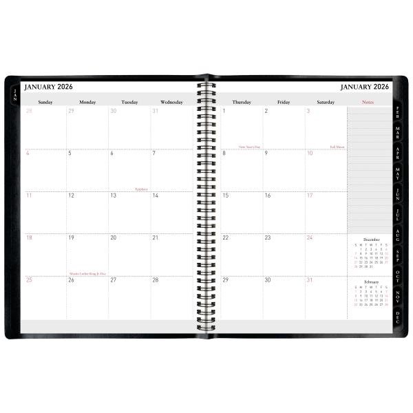 slide 2 of 7, Office Depot Brand Weekly Monthly Planner, 8"" x 11"", Black, January 2026 to December 2026, OD71190026, 1 ct