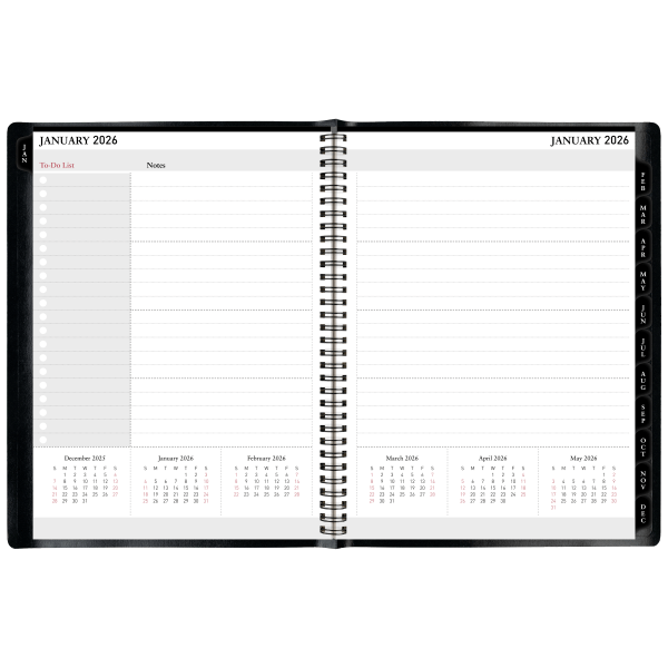slide 7 of 7, Office Depot Brand Weekly Monthly Planner, 8"" x 11"", Black, January 2026 to December 2026, OD71190026, 1 ct
