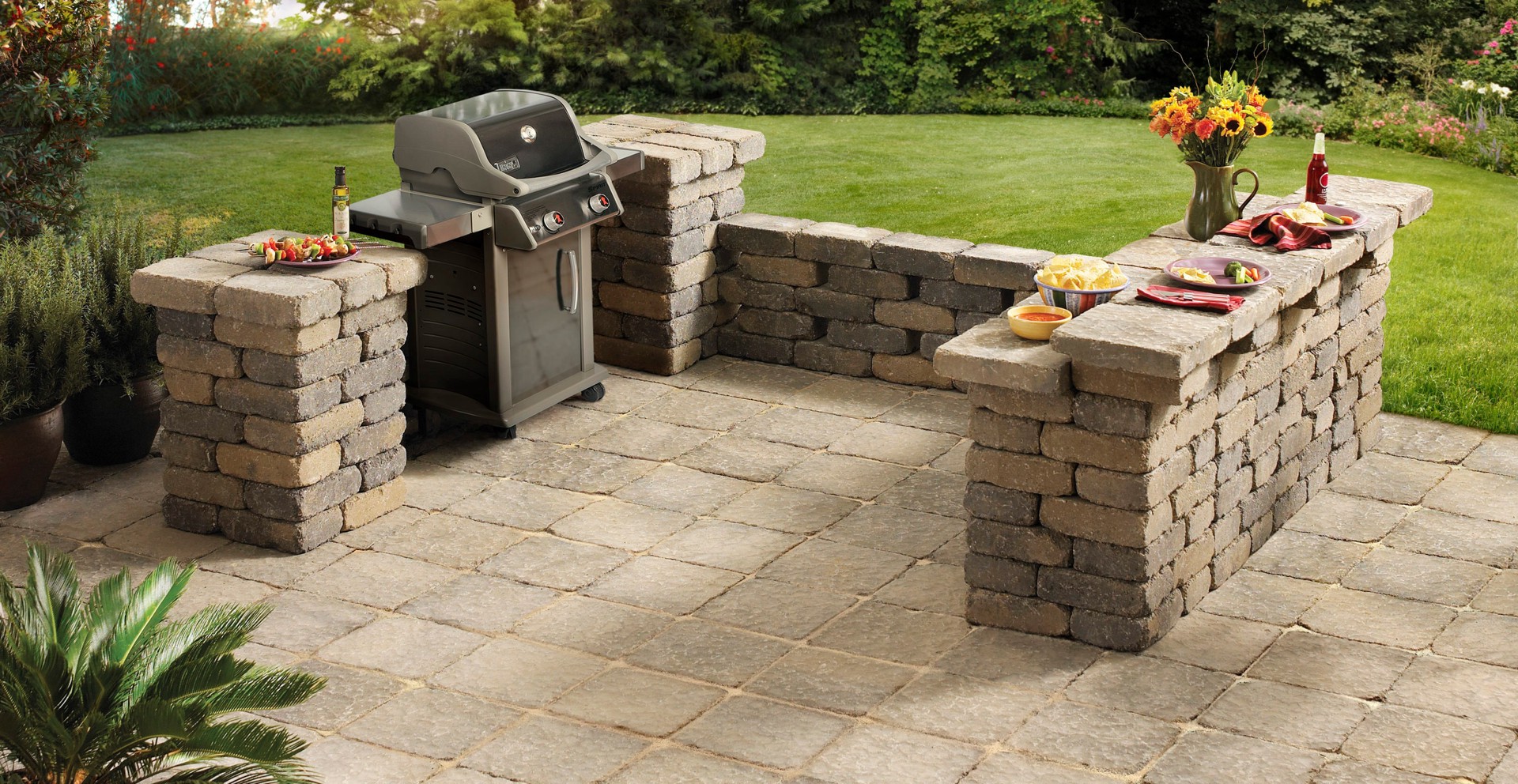 slide 3 of 4, 4.0-in H x 12.0-in L x 8.0-in D Charcoal/Tan Concrete Retaining wall block, 1 ct