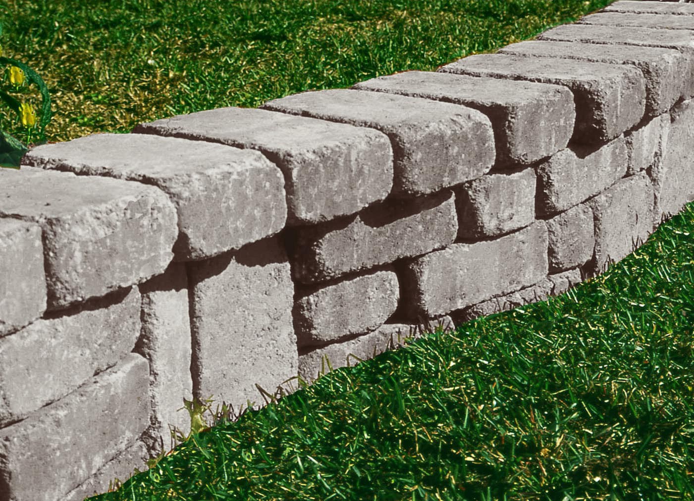 slide 4 of 4, 4.0-in H x 12.0-in L x 8.0-in D Charcoal/Tan Concrete Retaining wall block, 1 ct