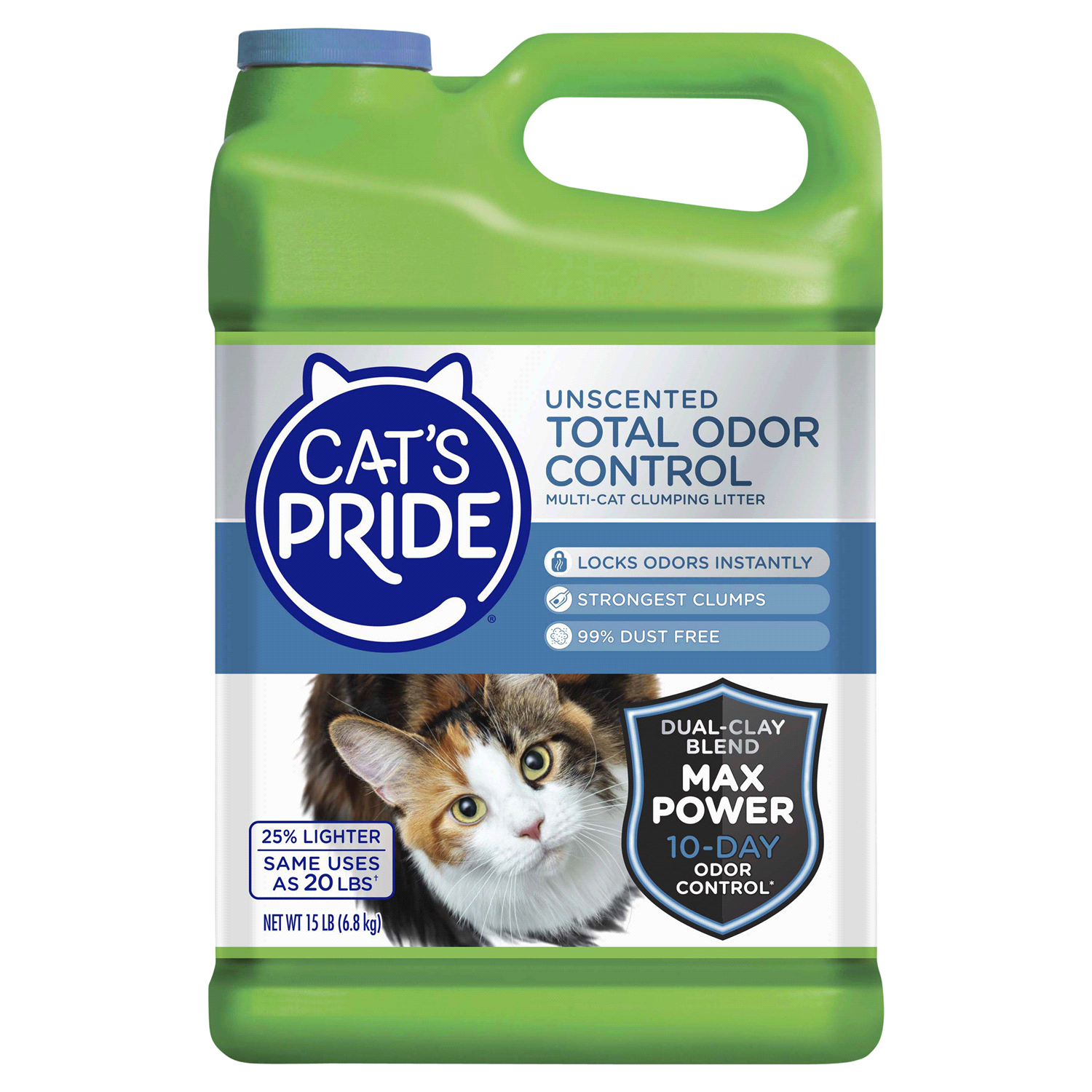 slide 1 of 3, Cat's Pride Unscented Total Odor Control Multi-Cat Clumping Litter, 15 lb