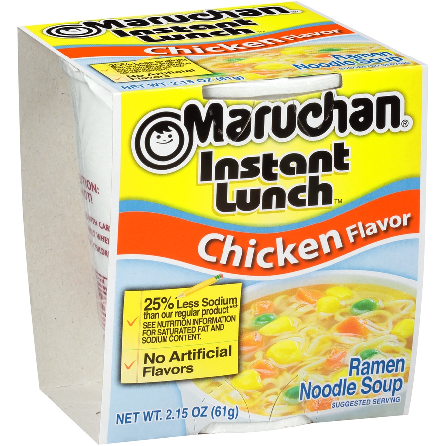 slide 2 of 8, Maruchan Chicken Flavor 35% Less Sodium Ramen Noodle Soup, 2.15 oz