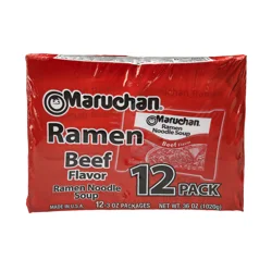 Maruchan Beef Flavor Ramen Noodle Soup 12 - 3 oz Packs