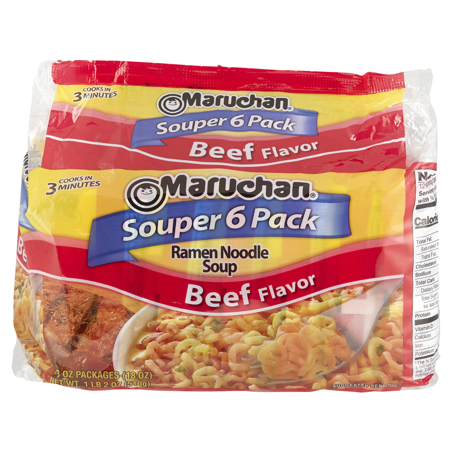 slide 1 of 2, Maruchan Souper 6-Pack Beef Ramen Noodle Soup - 18oz/6ct, 6 ct; 18 oz
