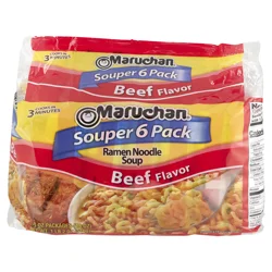 Maruchan Souper 6-Pack Beef Ramen Noodle Soup - 18oz/6ct
