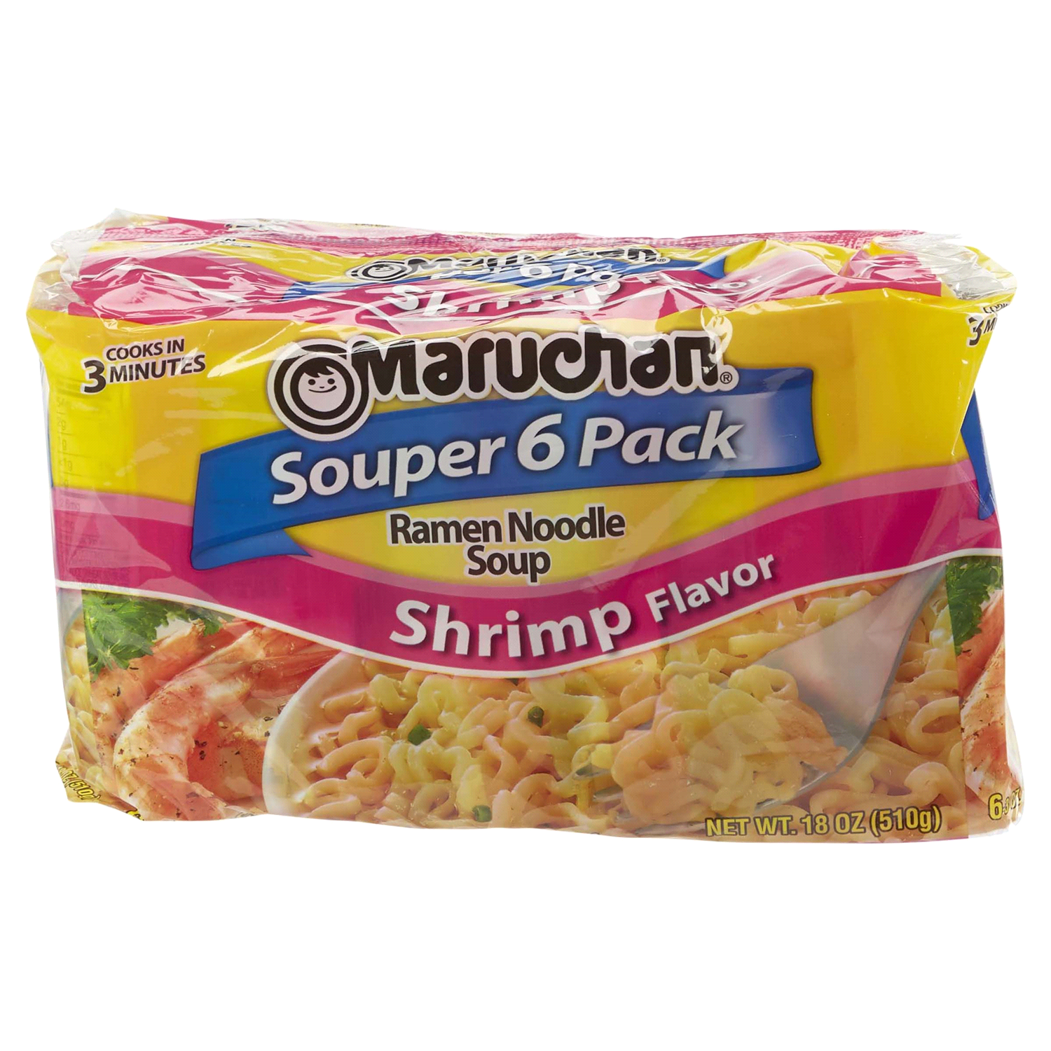 slide 1 of 2, Maruchan Souper 6 Pack Shrimp Flavor Ramen Noodle Soup 6 - 3 oz Packs, 6 ct