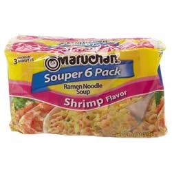 Maruchan Souper 6 Pack Shrimp Flavor Ramen Noodle Soup 6 - 3 oz Packs