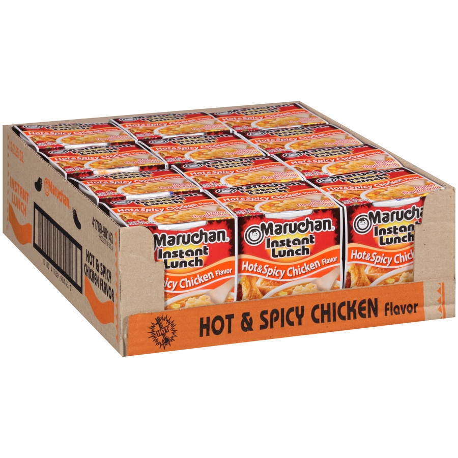 slide 3 of 8, Maruchan Instant Lunch Hot & Spicy Chicken Flavor Ramen Noodle Soup, 12 ct; 2.25 oz